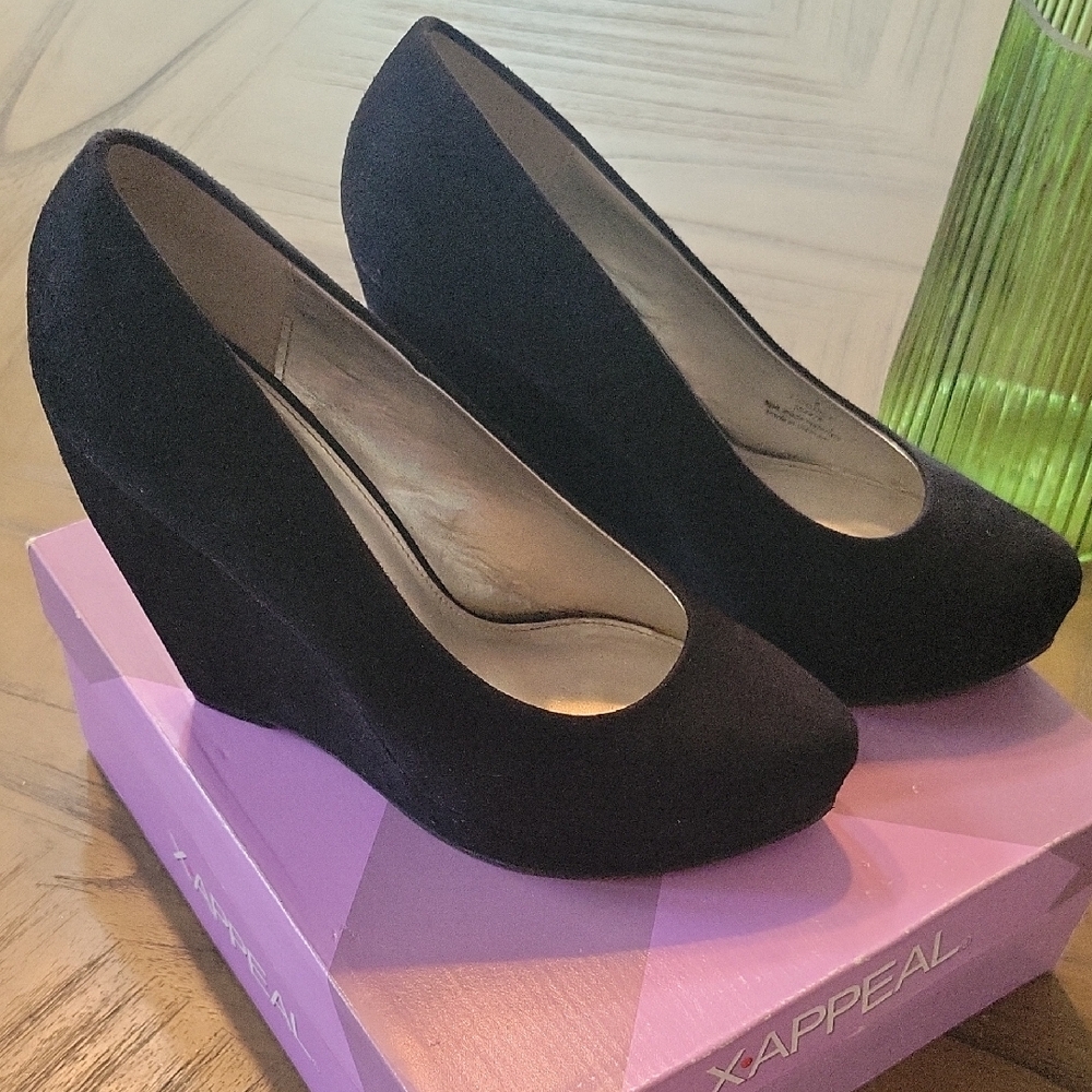Xappeal Classic Black Wedge Heels